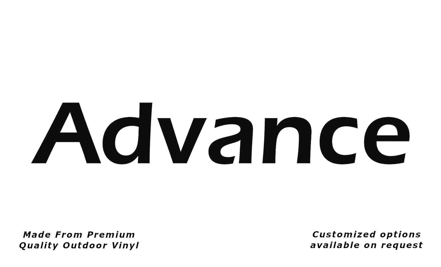 Advance caravan replacement vinyl decal in black.