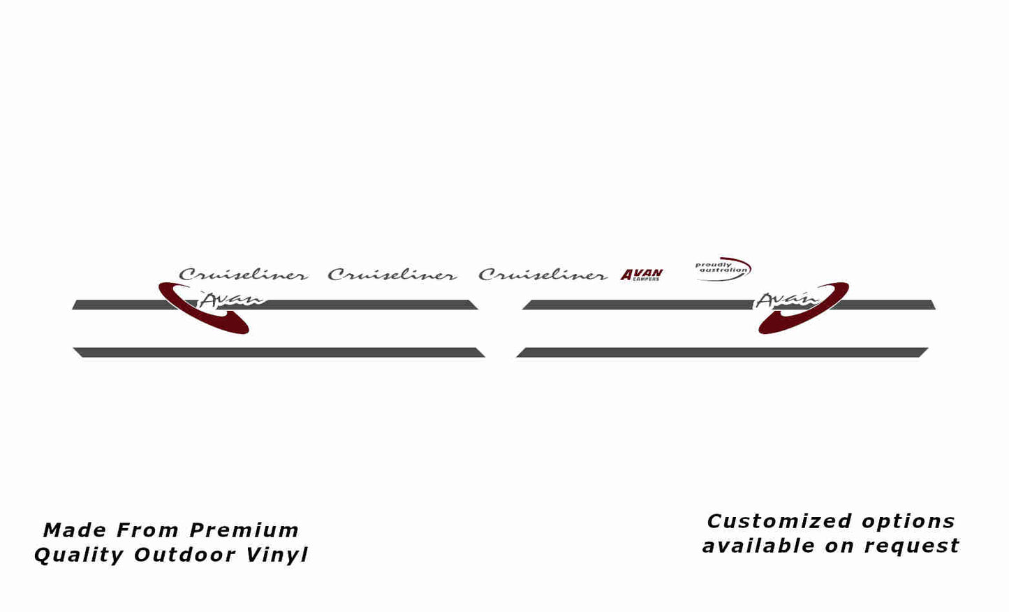 Avan Cruiseliner 2003-2004 decal kit caravan replacement vinyl decal sticker in dark grey and purple red.