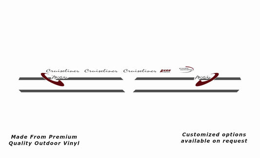 Avan Cruiseliner 2003-2004 decal kit caravan replacement vinyl decal sticker kit in dark grey and purple red.