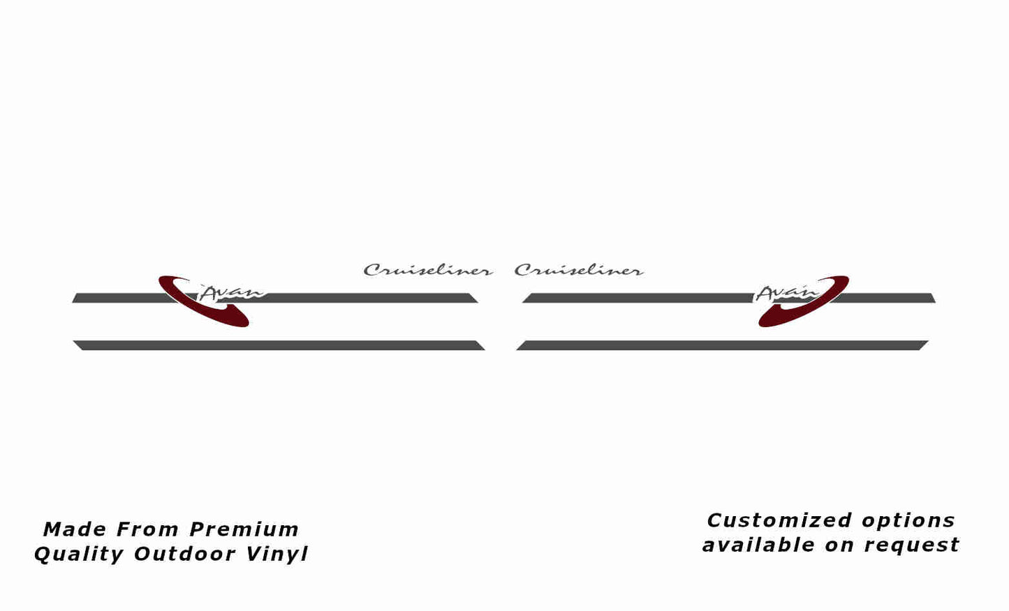 Avan Cruiseliner 2005-2011 decal kit caravan replacement vinyl decal sticker kit in dark grey and purple red.