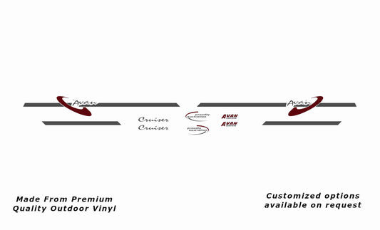 Avan Cruiser 2003-2004 camper replacement vinyl decal in dark grey and purple red.