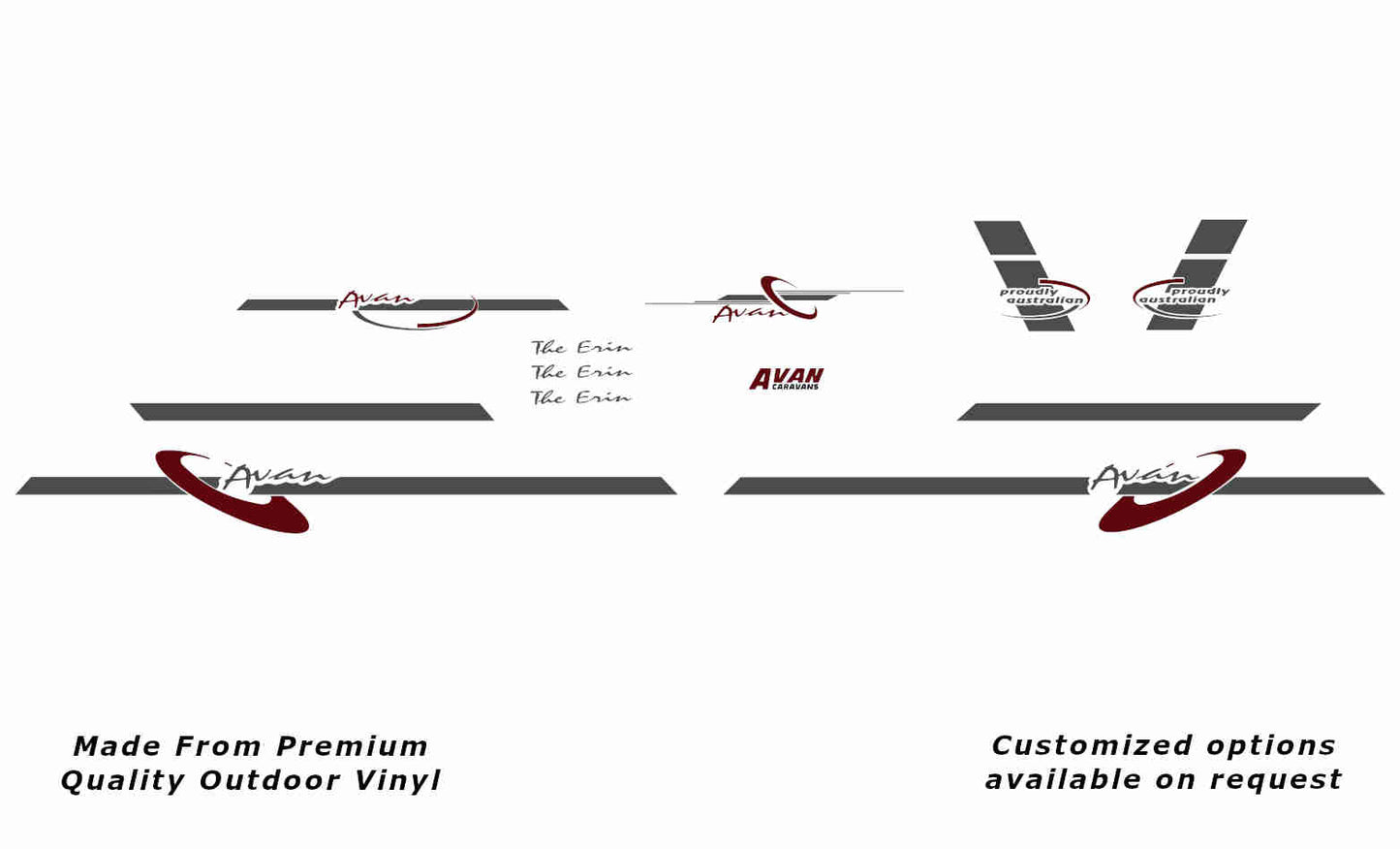 Avan the erin 2002-2004 caravan replacement vinyl decal sticker kit in dark grey. and purple red
