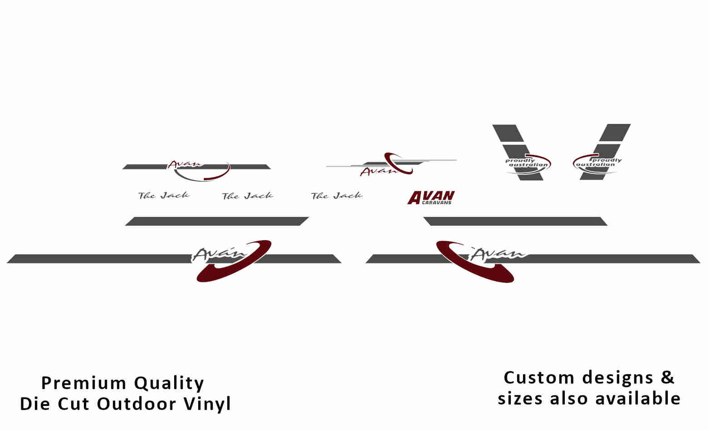 Avan the jack 2002-2004 caravan replacement vinyl decal sticker kit in dark grey. and purple red