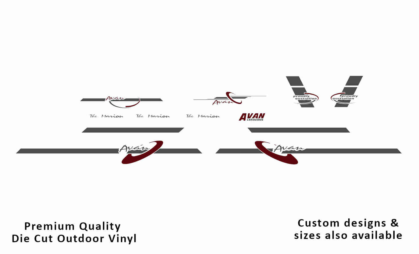 Avan the marion 2002-2004 caravan replacement vinyl decal sticker kit in dark grey. and purple red