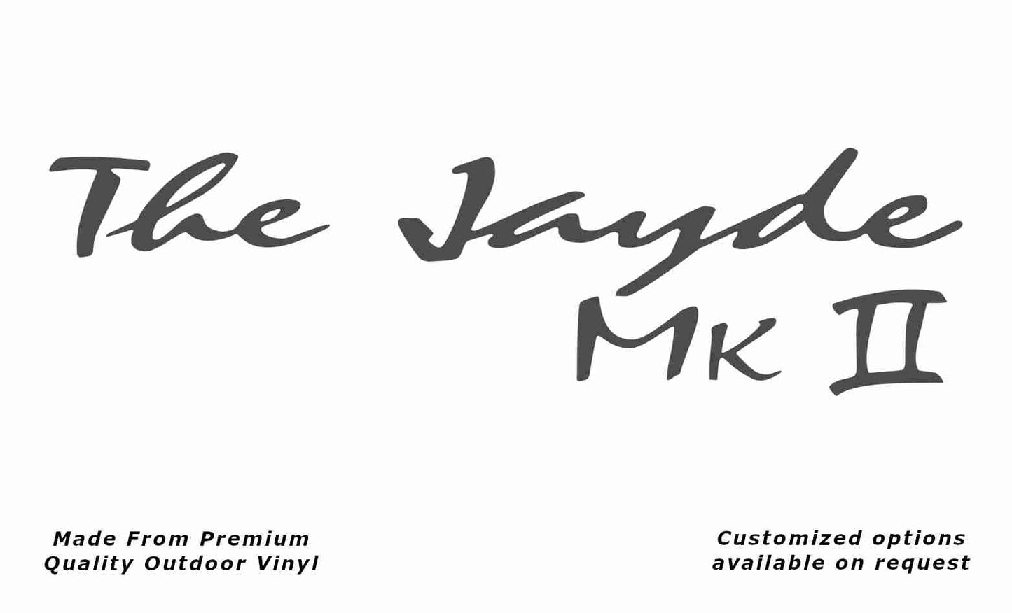 Avan the jayde mk ii caravan replacement vinyl decal sticker in dark grey.
