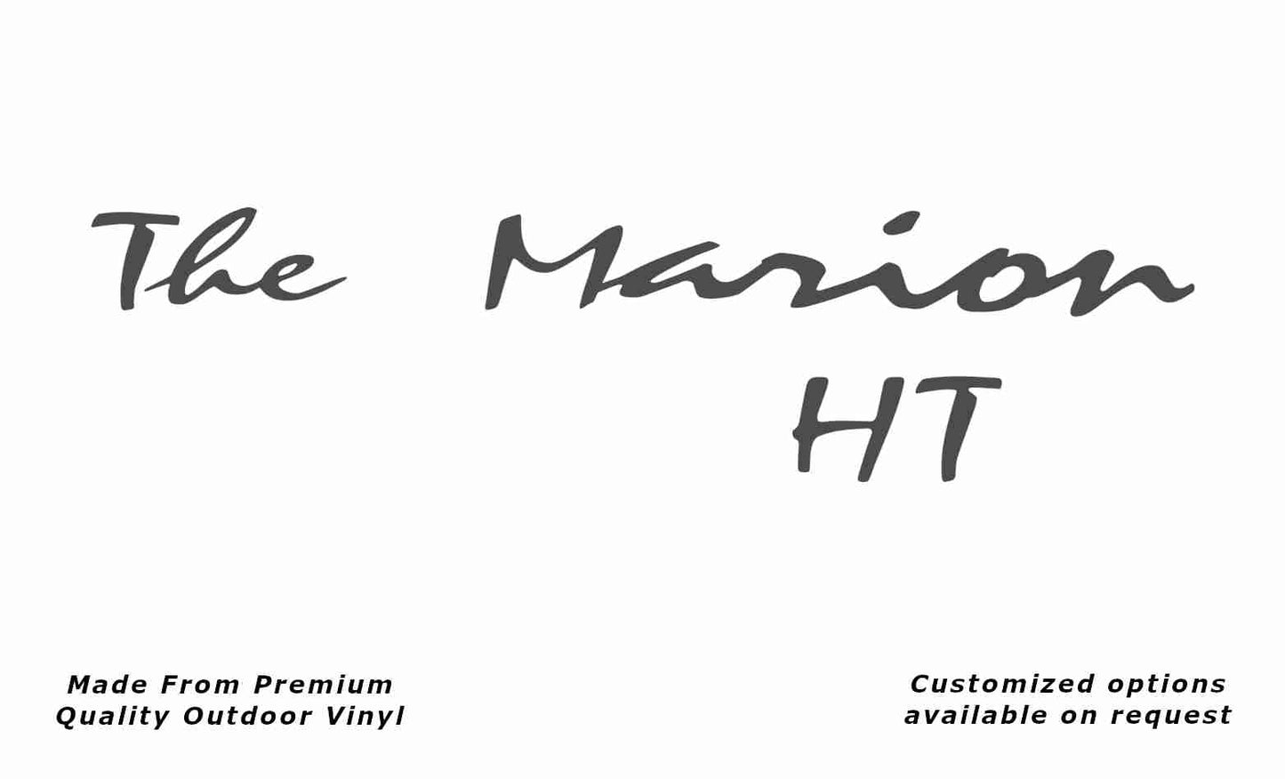 Avan the marion ht caravan replacement vinyl decal sticker in dark grey.