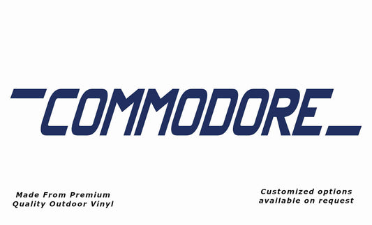 Commodore caravan vinyl replacement decal sticker in dark blue.