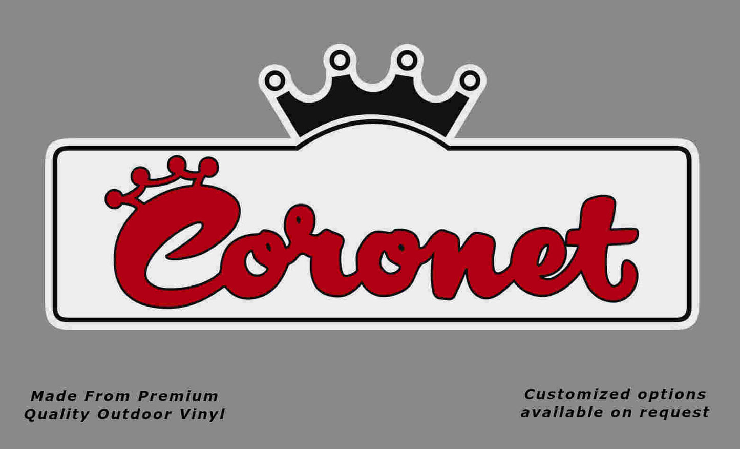 Coronet 1970-80s caravan replacement vinyl decal sticker in black, red and white.