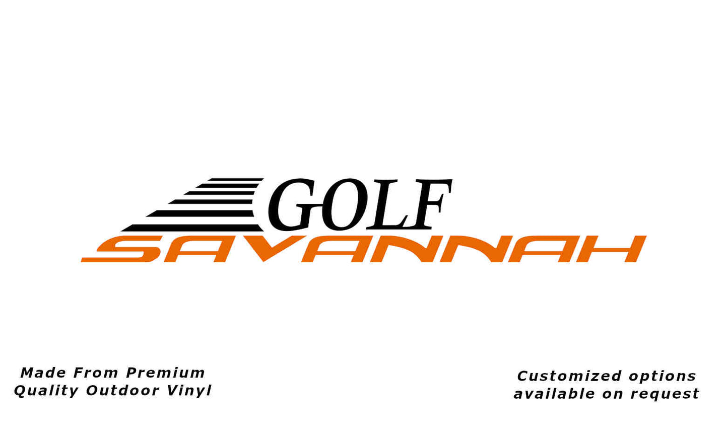 Golf Savannah 2017 caravan replacement vinyl decal in black and orange.
