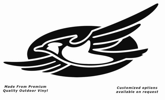 Jayco bird disc left caravan replacement vinyl decal sticker with black bird and black disc.