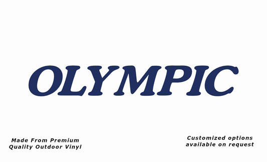 Olympic 2005 caravan replacement vinyl decal in dark blue.