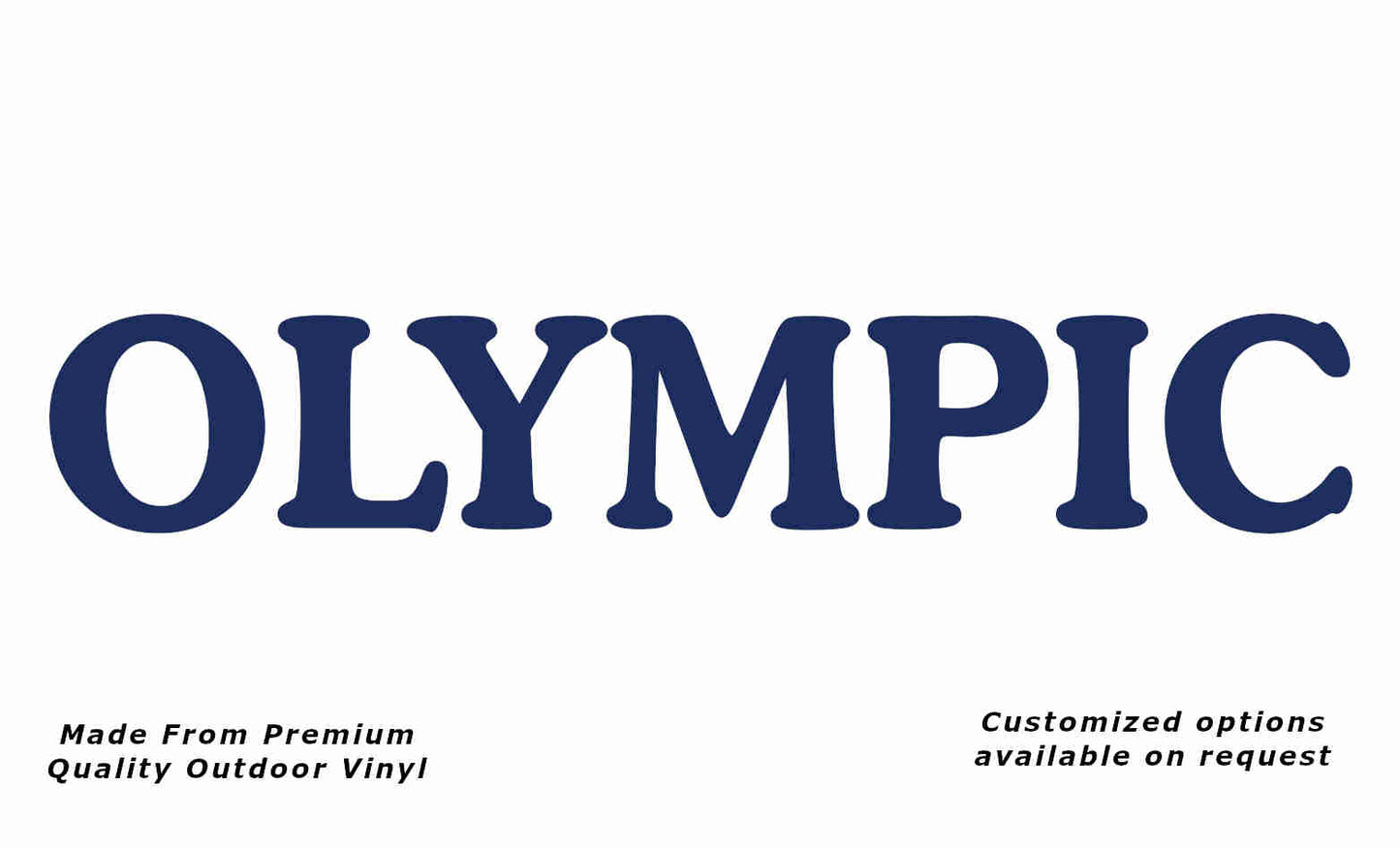 Olympic 1997 caravan replacement vinyl decal in dark blue.