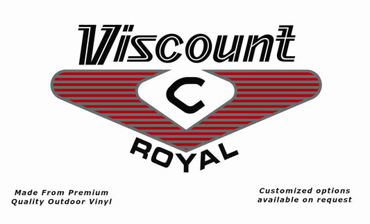 Viscount royal 1970s caravan vinyl replacement decal sticker in black, red and silver grey.