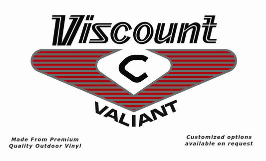 Viscount valiant 1970s caravan vinyl replacement decal sticker in black, red and silver grey.