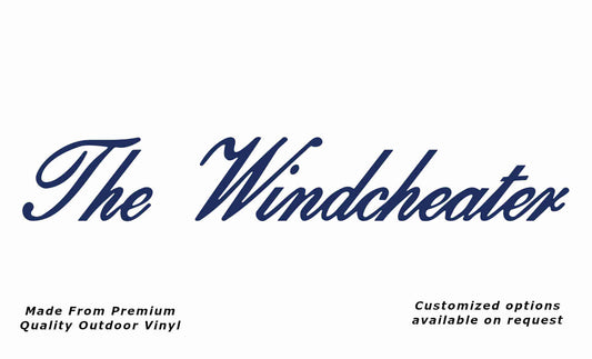 Windsor the windcheater 1996-2000 caravan replacement vinyl decal sticker in dark blue.