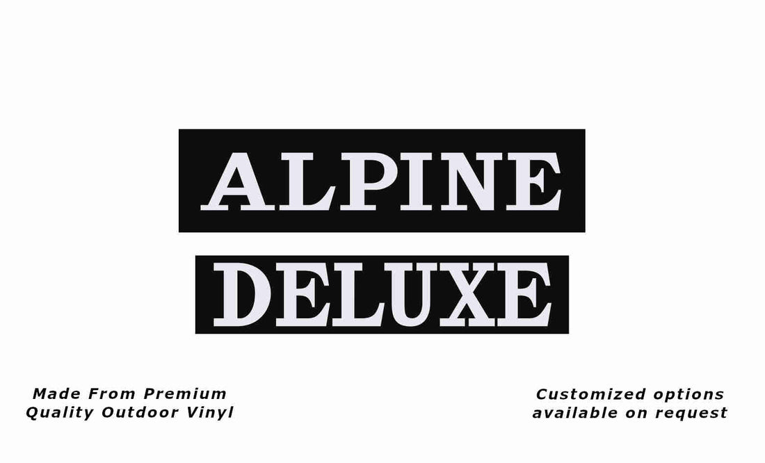 Regal Alpine Deluxe caravan replacement vinyl decal in black and white.