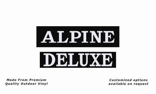 Regal Alpine Deluxe caravan replacement vinyl decal in black and white.