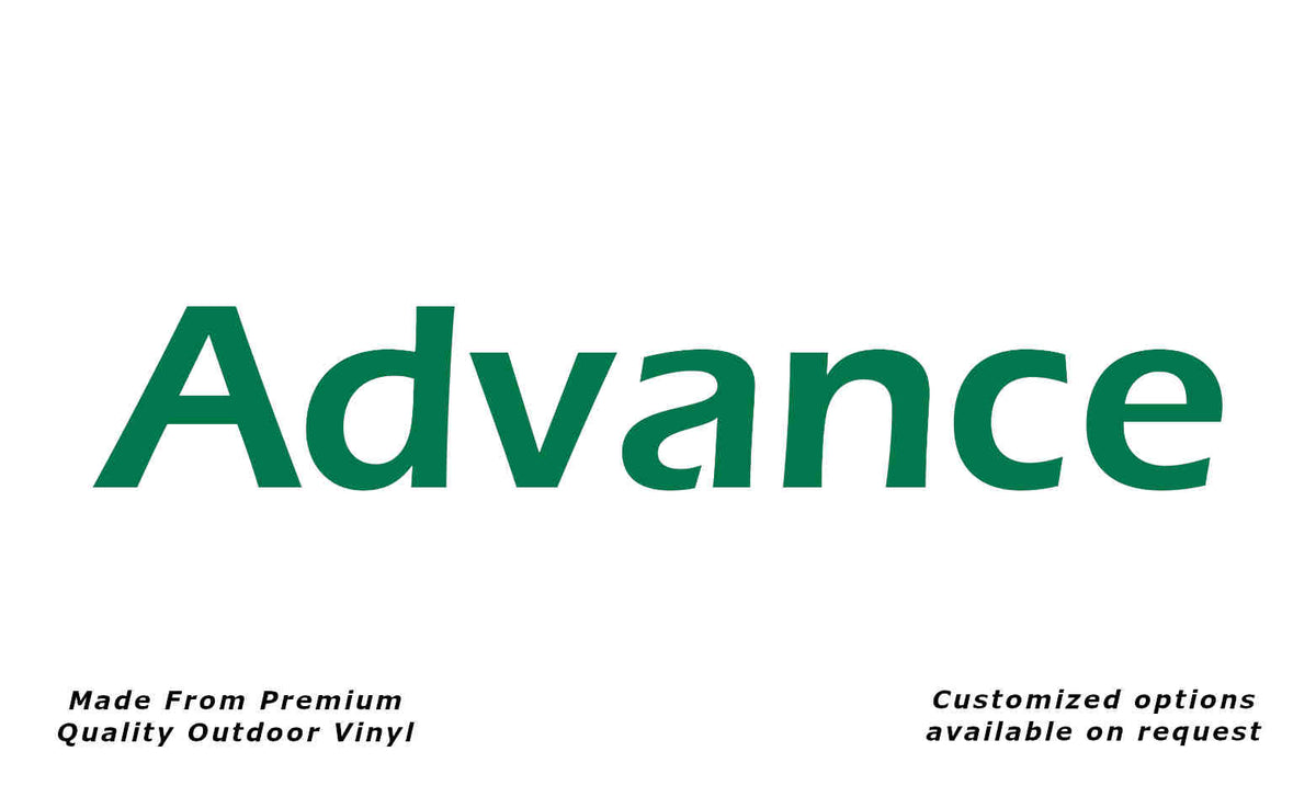Advance caravan replacement vinyl decal in green.