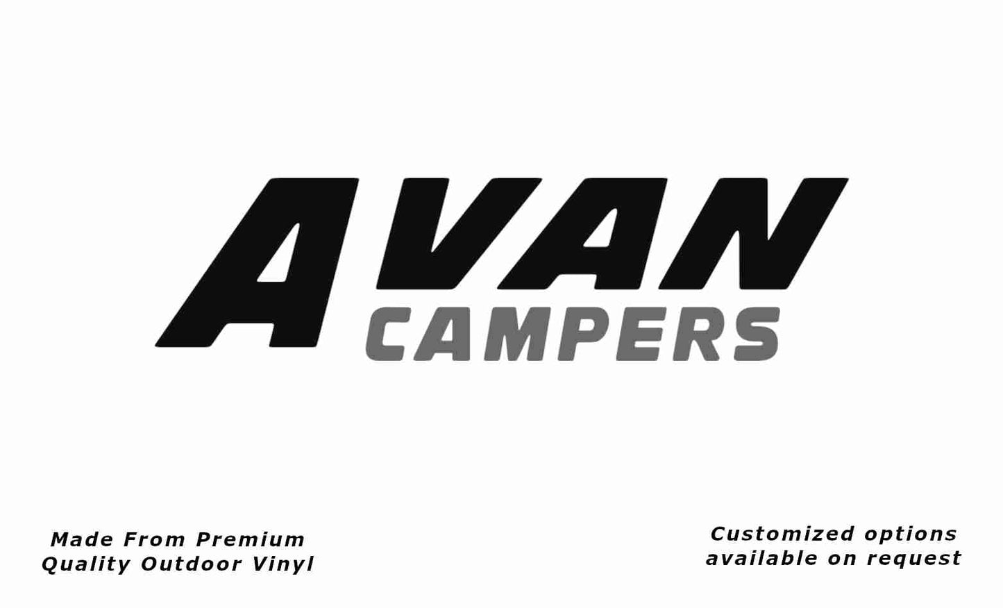 Avan campers caravan replacement vinyl decal sticker in black and silver grey.