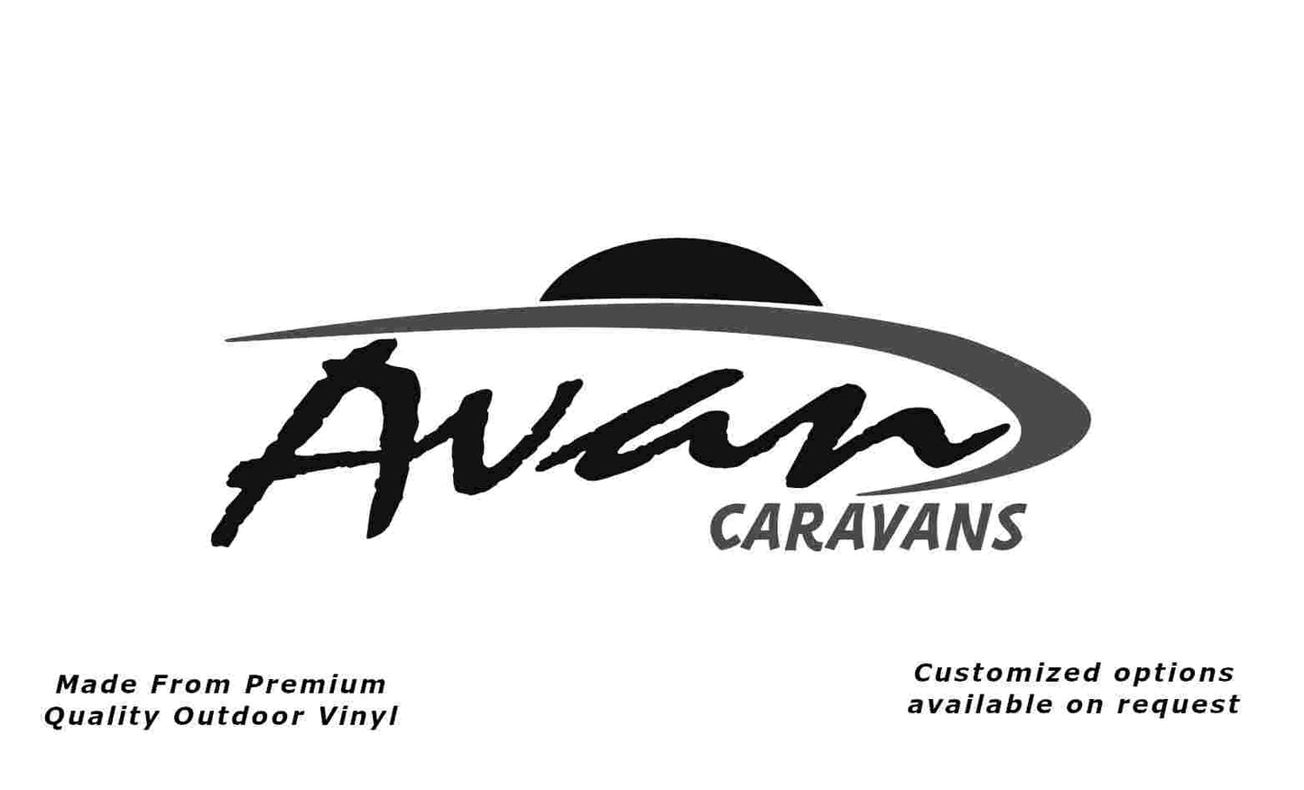 Avan Caravans 2015+ replacement vinyl decal in Black and Nickel.