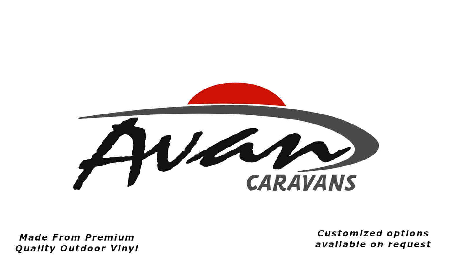 Avan Caravans 2015+ replacement vinyl decal in Black, Nickel and Red.