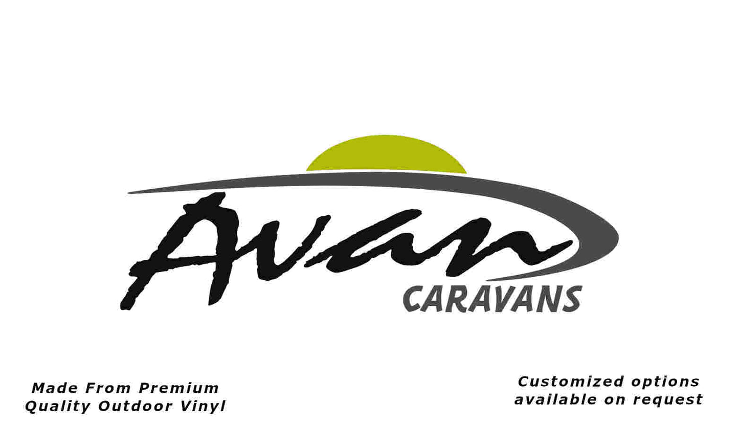 Avan Caravans 2015+ replacement vinyl decal in Black, Nickel and Wasabi Green.