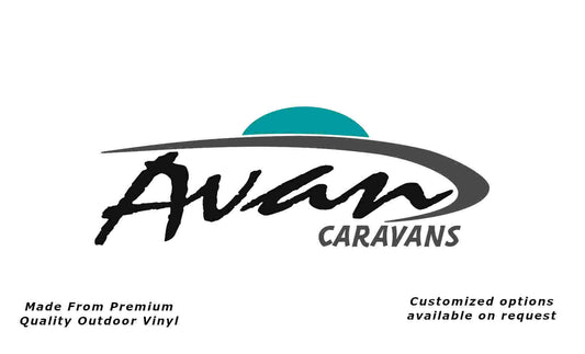 Avan Caravans 2015+ replacement vinyl decal in Black, Nickel and Teal.