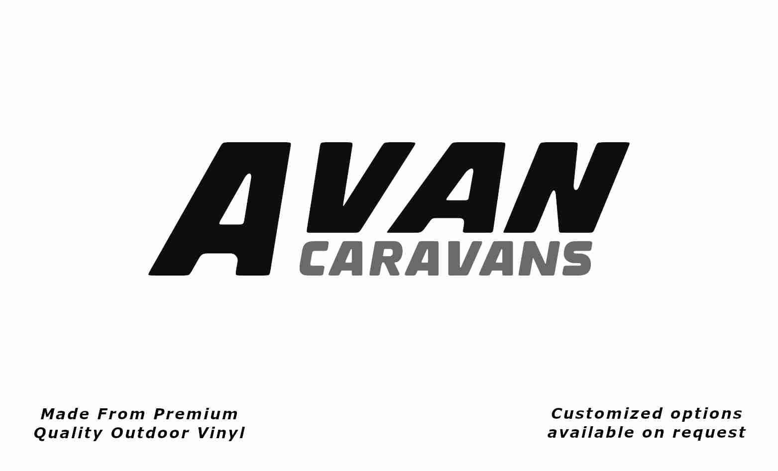 Avan caravans replacement vinyl decal sticker in black and silver grey.