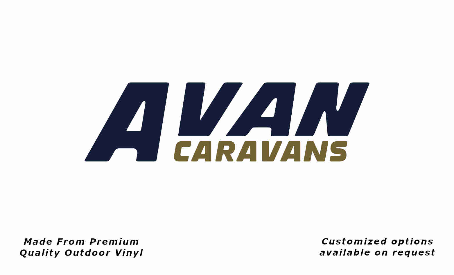 Avan caravans replacement vinyl decal sticker in deep sea blue and gold.
