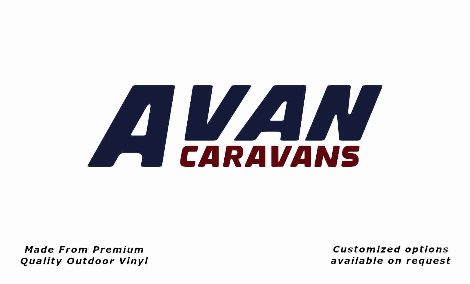 Avan caravans replacement vinyl decal sticker in deep sea blue and purple red.
