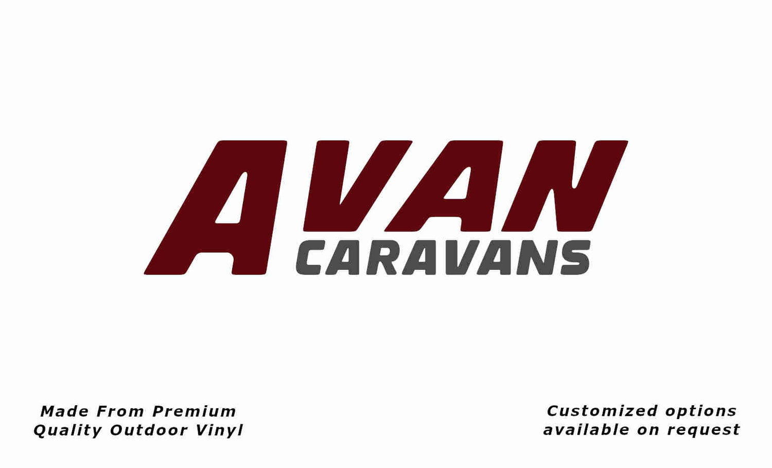 Avan caravans replacement vinyl decal sticker in purple red and dark grey.