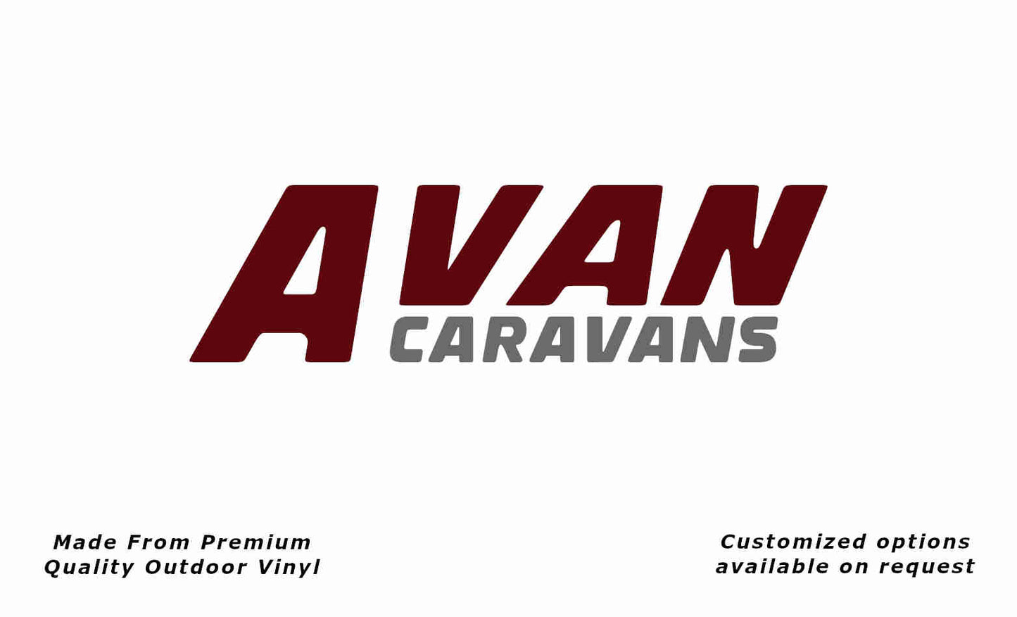 Avan caravans replacement vinyl decal sticker in purple red and silver grey.