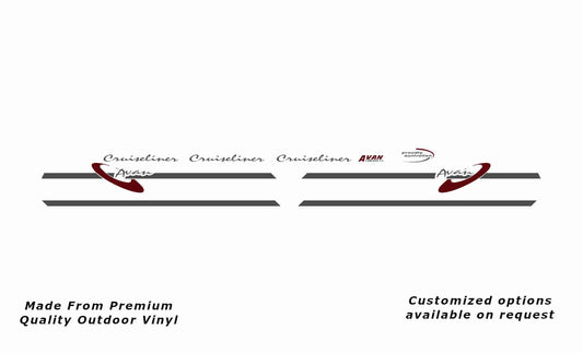 Avan Cruiseliner 2002 decal kit caravan replacement vinyl decal sticker in dark grey and purple red.