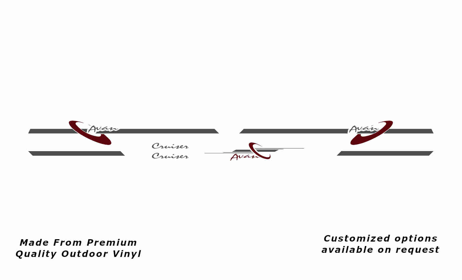 Avan Cruiser 2005-2011 camper replacement vinyl decal in dark grey and purple red.