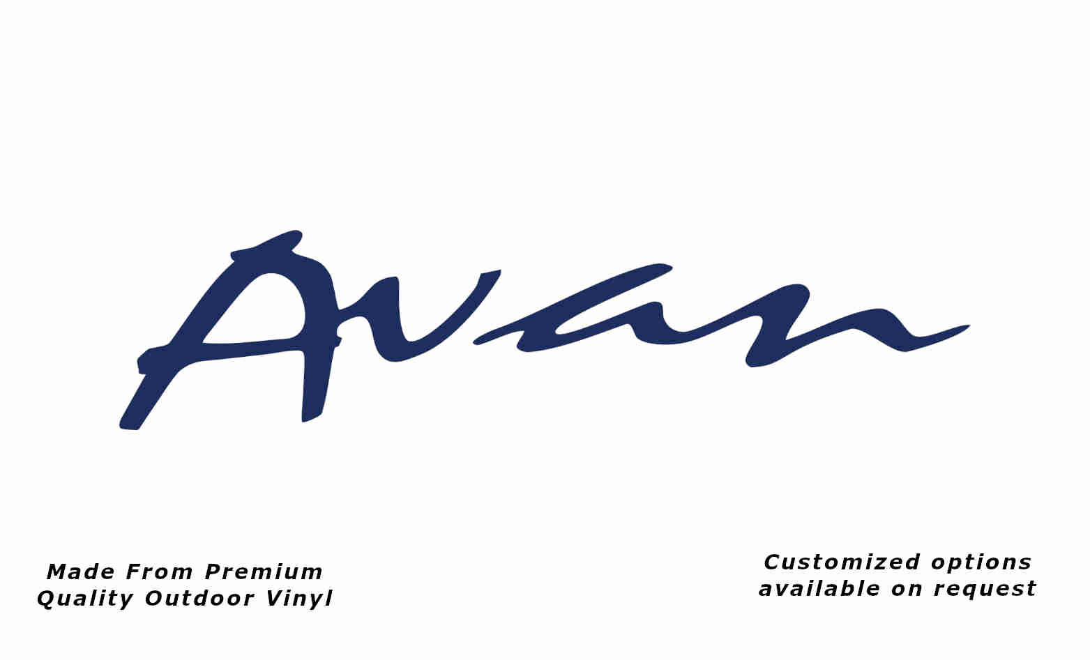 Avan caravan replacement vinyl decal sticker in dark blue.