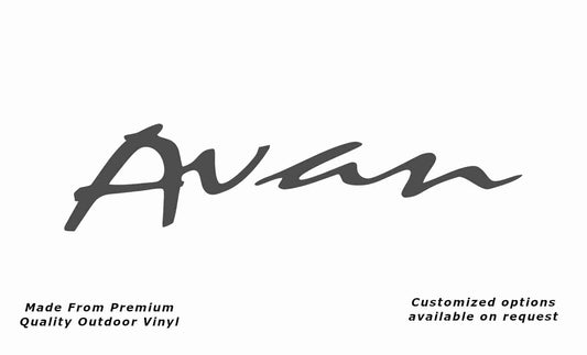 Avan caravan replacement vinyl decal sticker in dark grey.