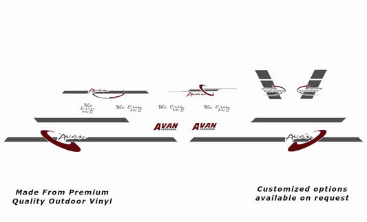 Avan the erin mkii caravan replacement vinyl decal in dark grey and purple red.