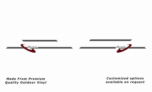 Avan the erin mk ii side stripes caravan replacement vinyl decal sticker in dark grey and purple red.