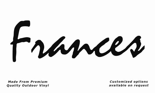 Avan frances caravan replacement vinyl decal sticker in black.