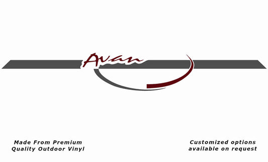 Avan 2002-2003 front caravan replacement vinyl decal sticker in dark grey and purple red.
