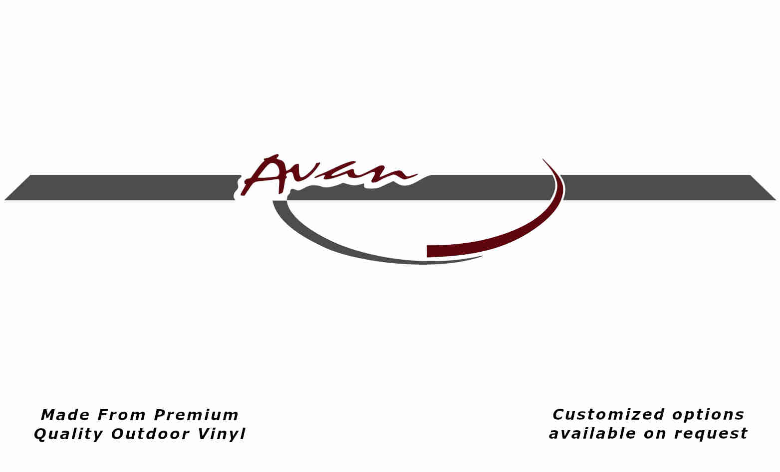 Avan 2002-2003 front caravan replacement vinyl decal sticker in dark grey and purple red.