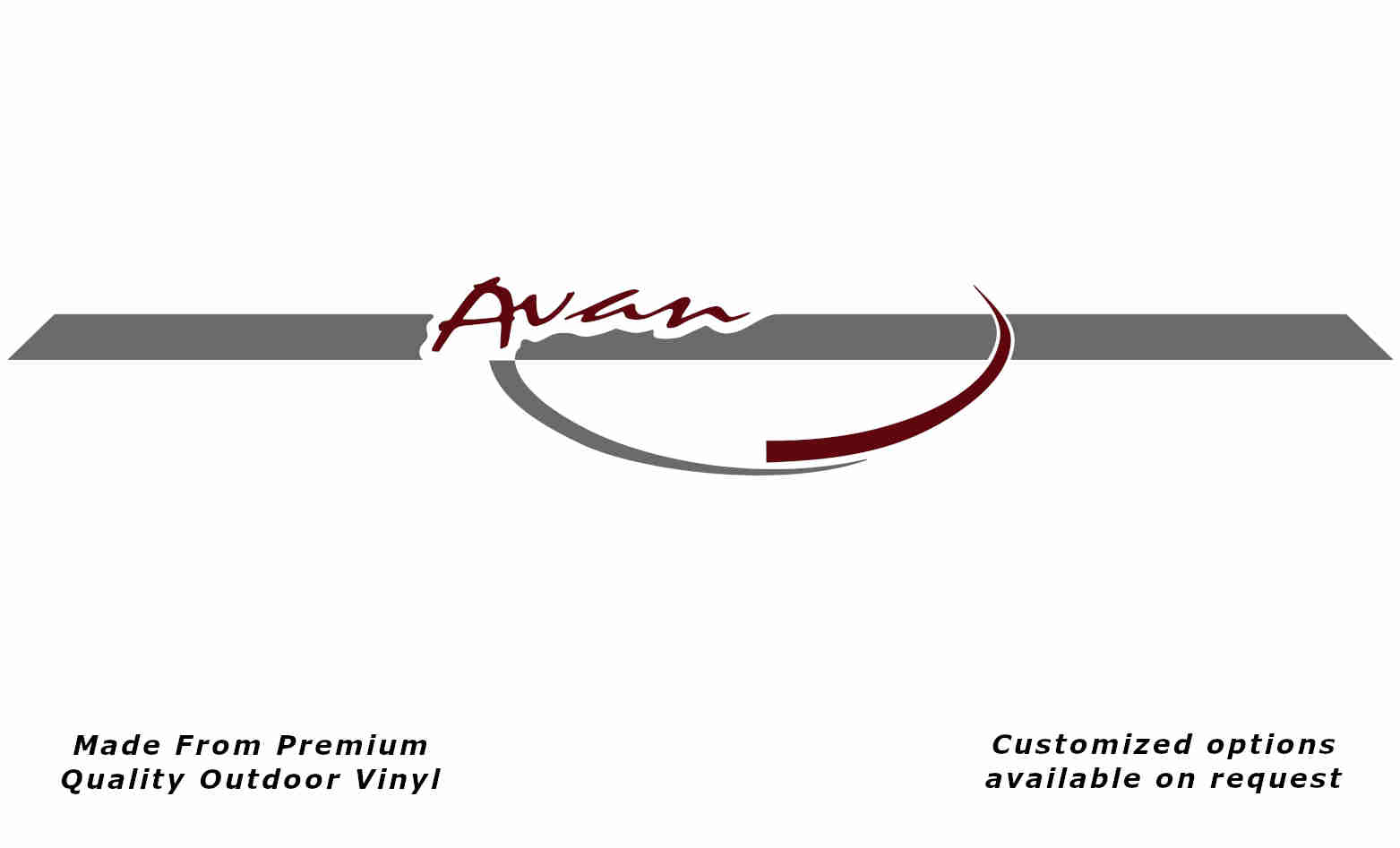 Avan 2002-2003 front caravan replacement vinyl decal sticker in silver grey and purple red.
