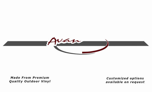 Avan 2004-2011 front caravan replacement vinyl decal sticker in dark grey and purple red.
