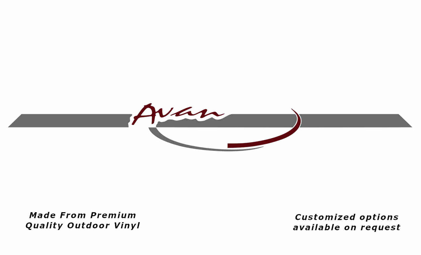Avan 2004-2011 front caravan replacement vinyl decal sticker in silver grey and purple red.