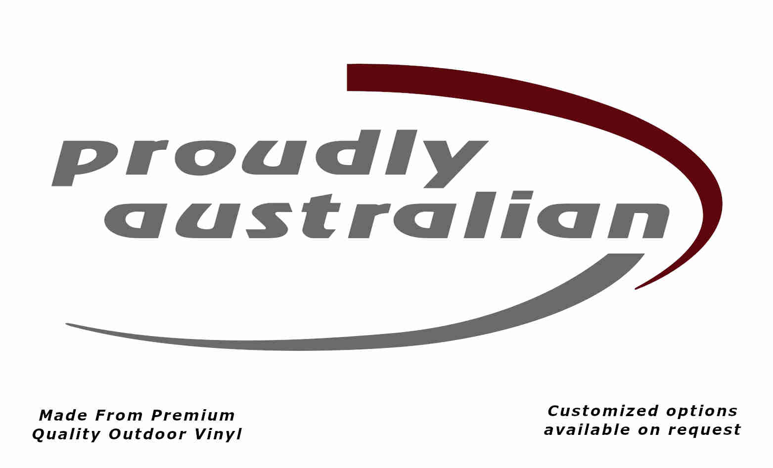 Avan proudly australian drivers side v1 caravan replacement vinyl decal sticker in silver grey and purple red.