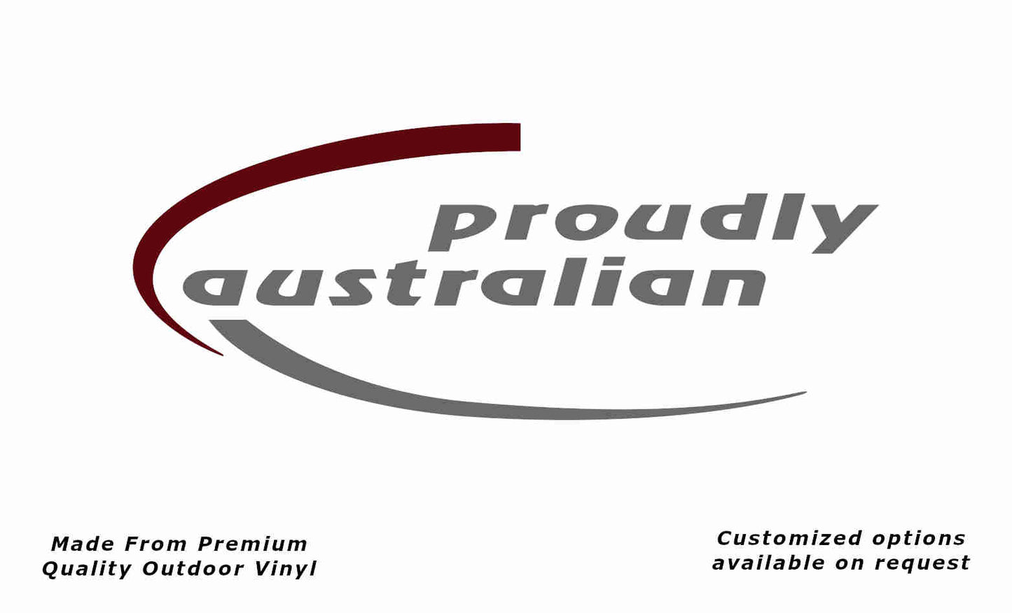 Avan proudly australian passenger side v1 caravan replacement vinyl decal sticker in silver grey and purple red.