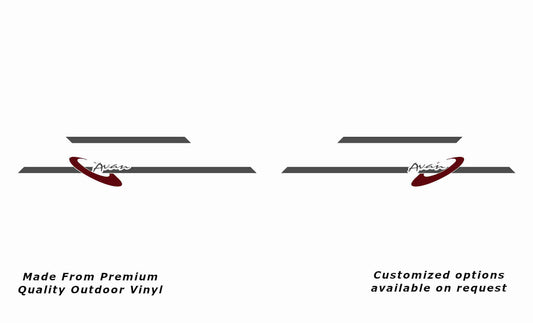 Avan the erin side stripes caravan replacement vinyl decal sticker in dark grey and purple red.