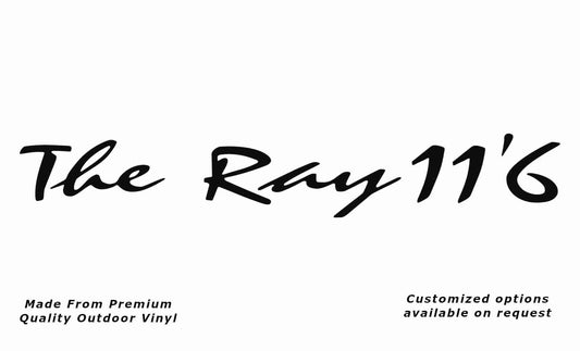Avan the ray 11'6 caravan replacement vinyl decal sticker in black.