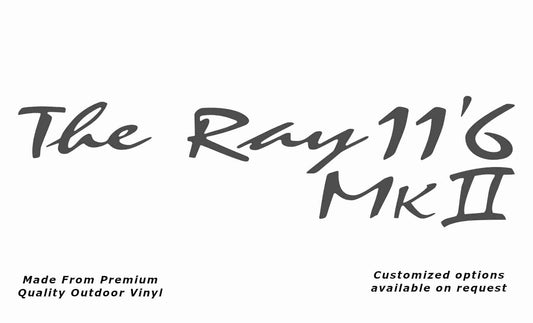 Avan the ray 11'6 mk ii caravan replacement vinyl decal sticker in dark grey.