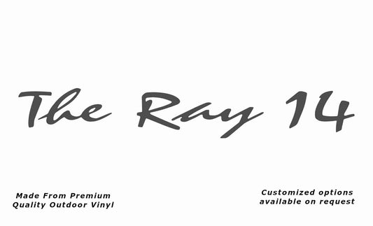 Avan the ray 14 caravan replacement vinyl decal sticker in dark grey.